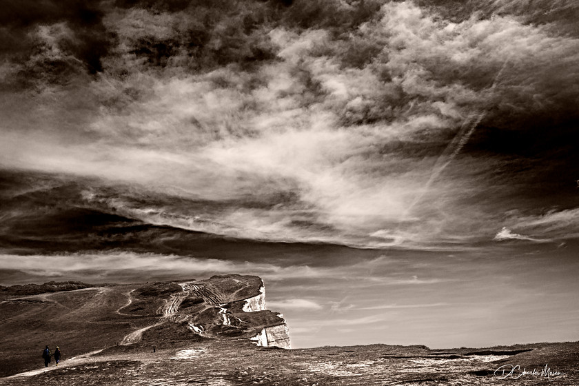 Seaford Head 
 Inspired by the work of the artist Eric Slater, this is the start of Eric Slater Trail.

From the book: Travels Around Route 259 
 Keywords: Seaford, Seaford Head, black and white, monochrome, coastline, coastal view, Sussex coast